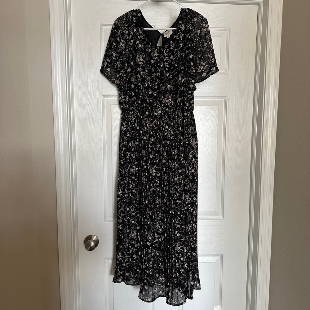 Hayden Black and White Floral Midi Dress
